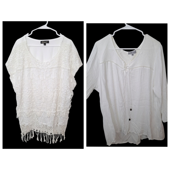 Absolutely Famous Bundle Of 2 White Lace Boho Beachy Hippie Summer Tops Size 3X - Picture 1 of 13